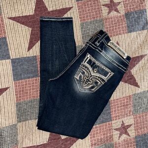 Women's Dark Blue Embellished Jeans